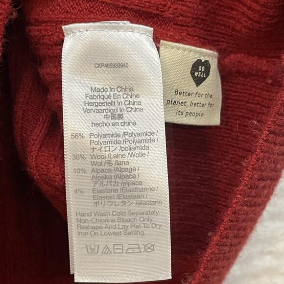 Madewell Cardigan Sweater Womens XXS Red Wool Alpaca Blend Button Ribbed Knit - Picture 7 of 11